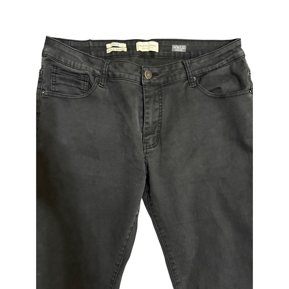 Scott James Mens Slim Fit Black‎ Jeans W36 L32 Denim Pants
